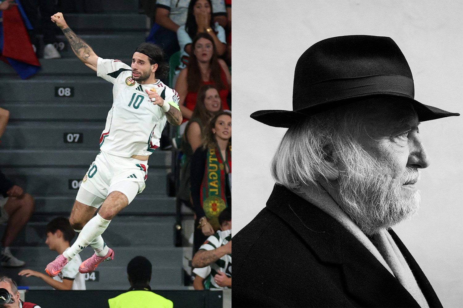 Szoboszlai Dominik és Krasznahorkai László / fotók: AFP Szoboszlai Dominik és Krasznahorkai László / fotók: AFP